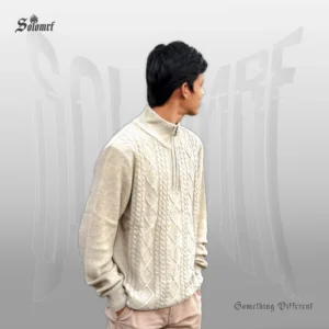 SOLOMRF Premium Half-Zip Sweater – Cream