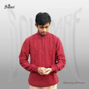 SOLOMRF Premium Half-Zip Sweater – Bright Maroon