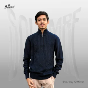 SOLOMRF Premium Half-Zip Sweater – Navy Core