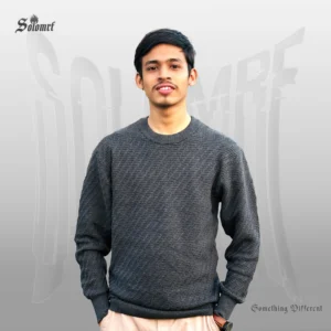 SOLOMRF Textured Crew Neck Sweater – Deep Grey