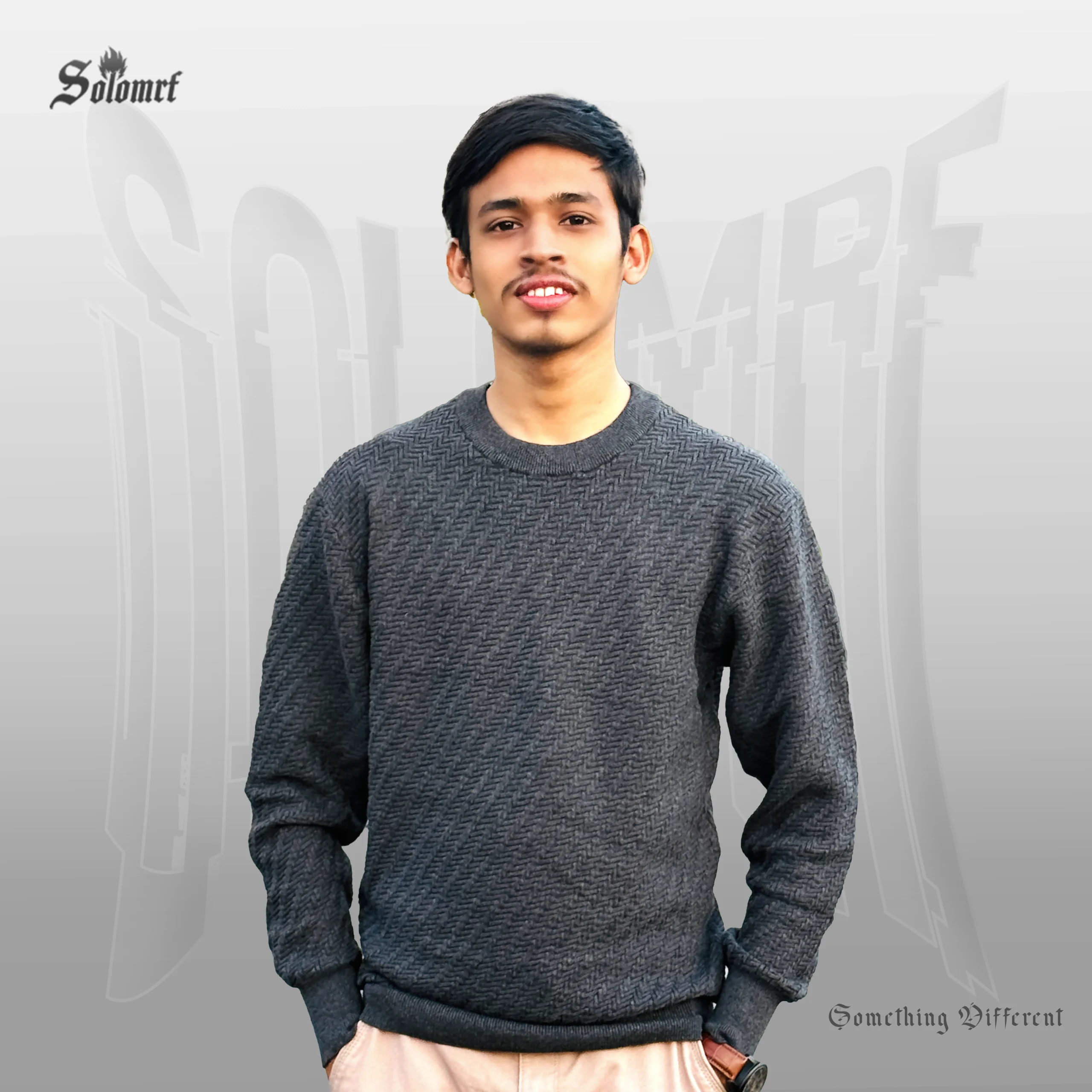 SOLOMRF Textured Crew Neck Sweater – Deep Grey