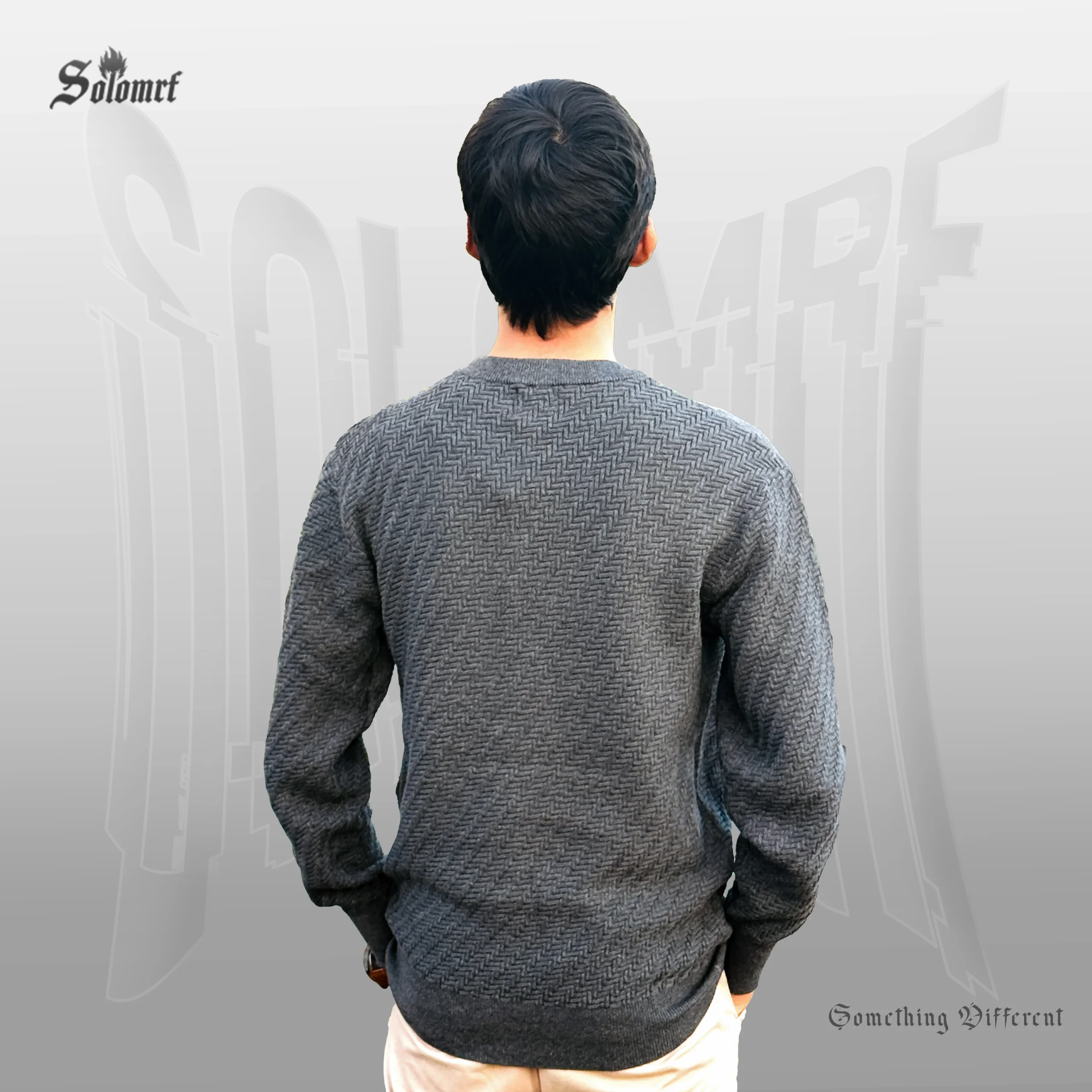 SOLOMRF Textured Crew Neck Sweater – Deep Grey - Image 2