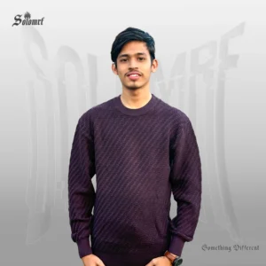 SOLOMRF Textured Crew Neck Sweater – Deep Purple