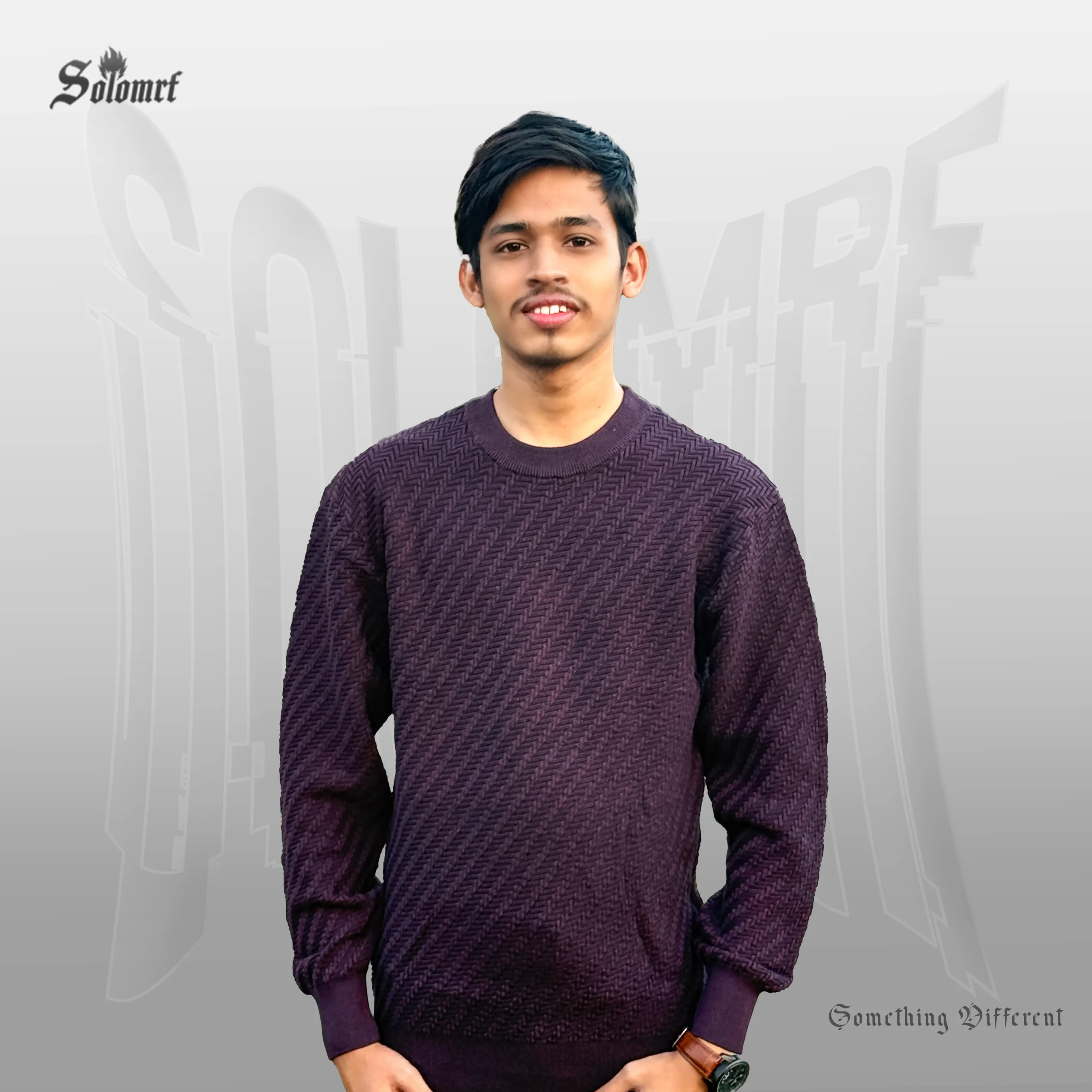 SOLOMRF Textured Crew Neck Sweater – Deep Purple