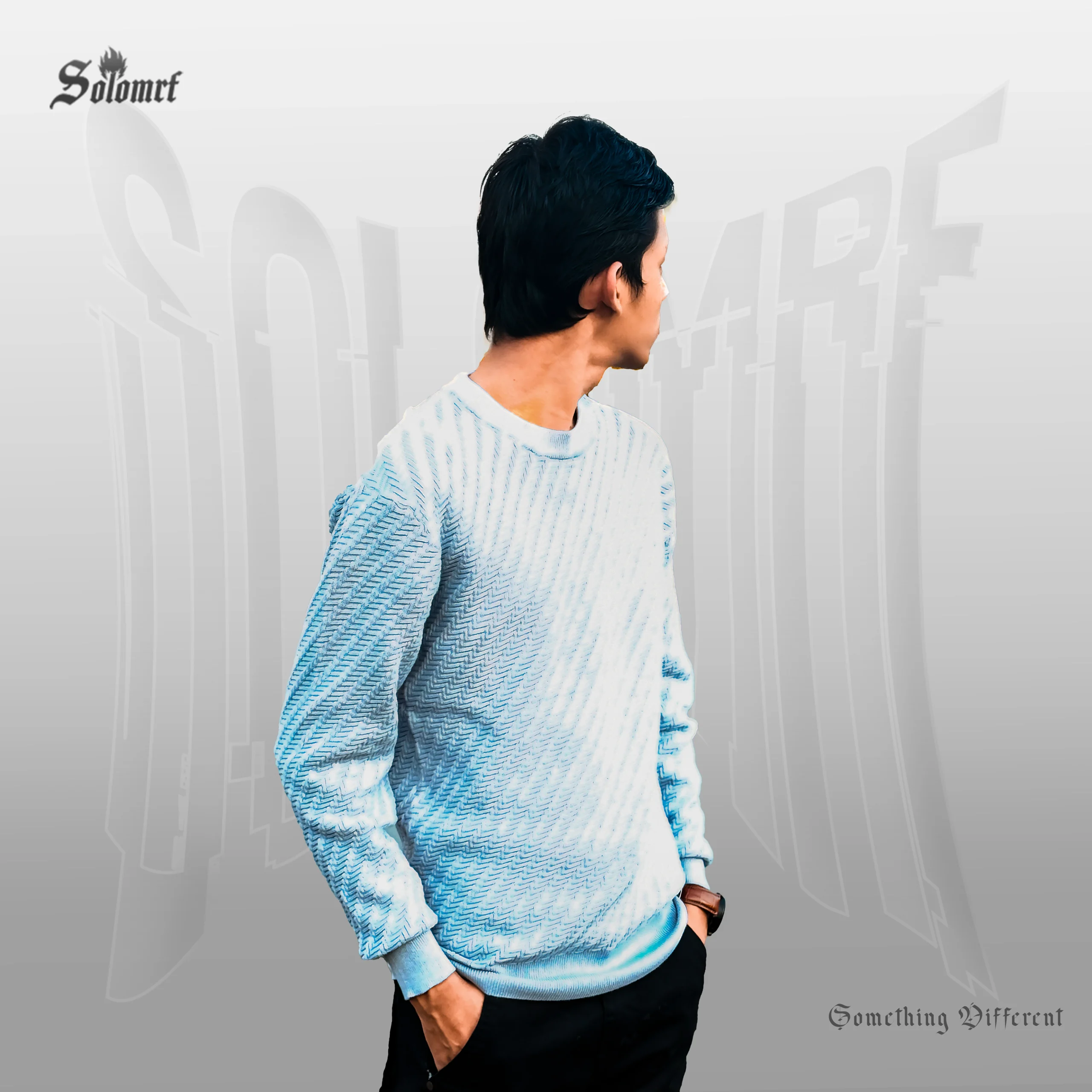 SOLOMRF Textured Crew Neck Sweater – Sky Blue - Image 3