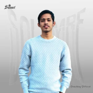 SOLOMRF Textured Crew Neck Sweater – Sky Blue