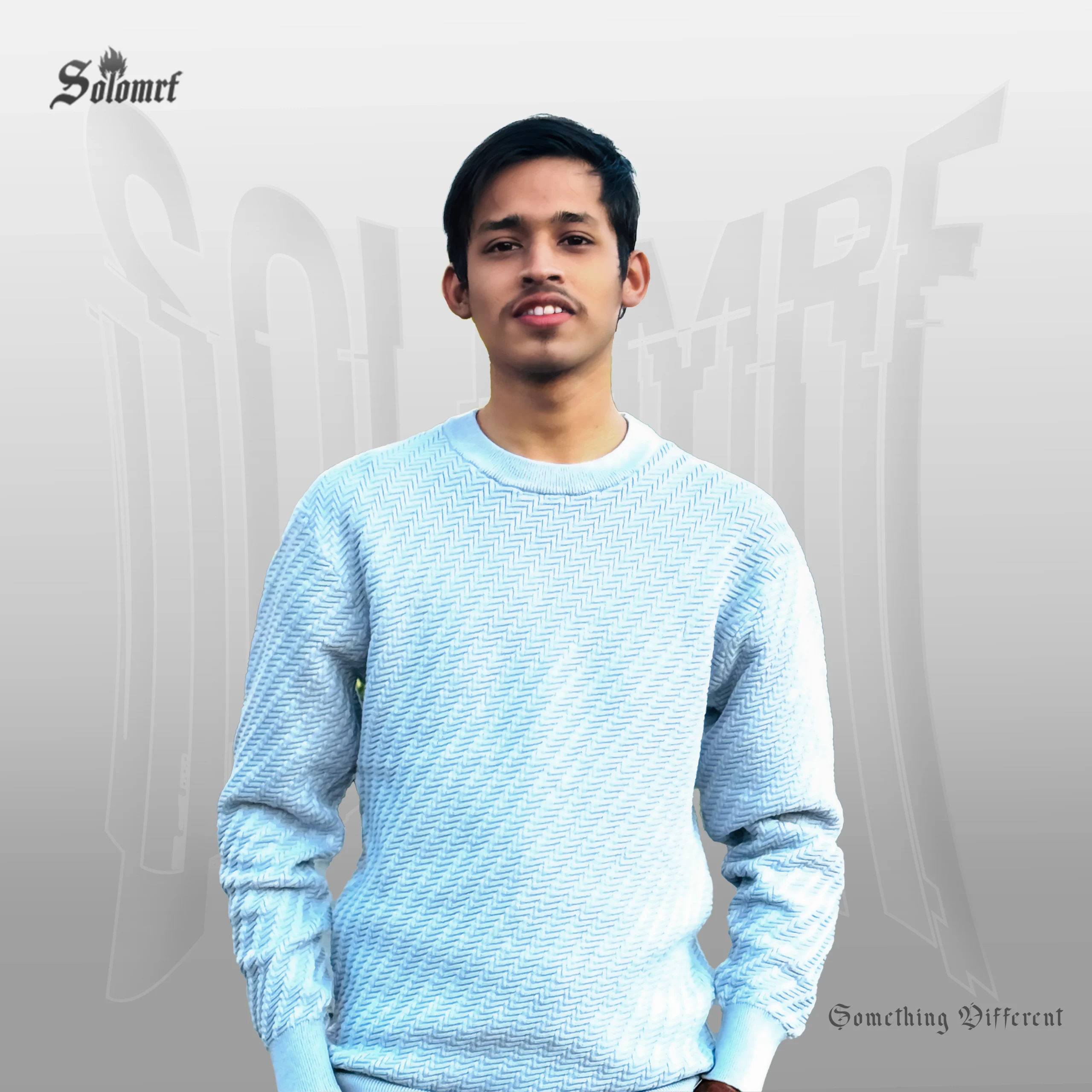 SOLOMRF Textured Crew Neck Sweater – Sky Blue