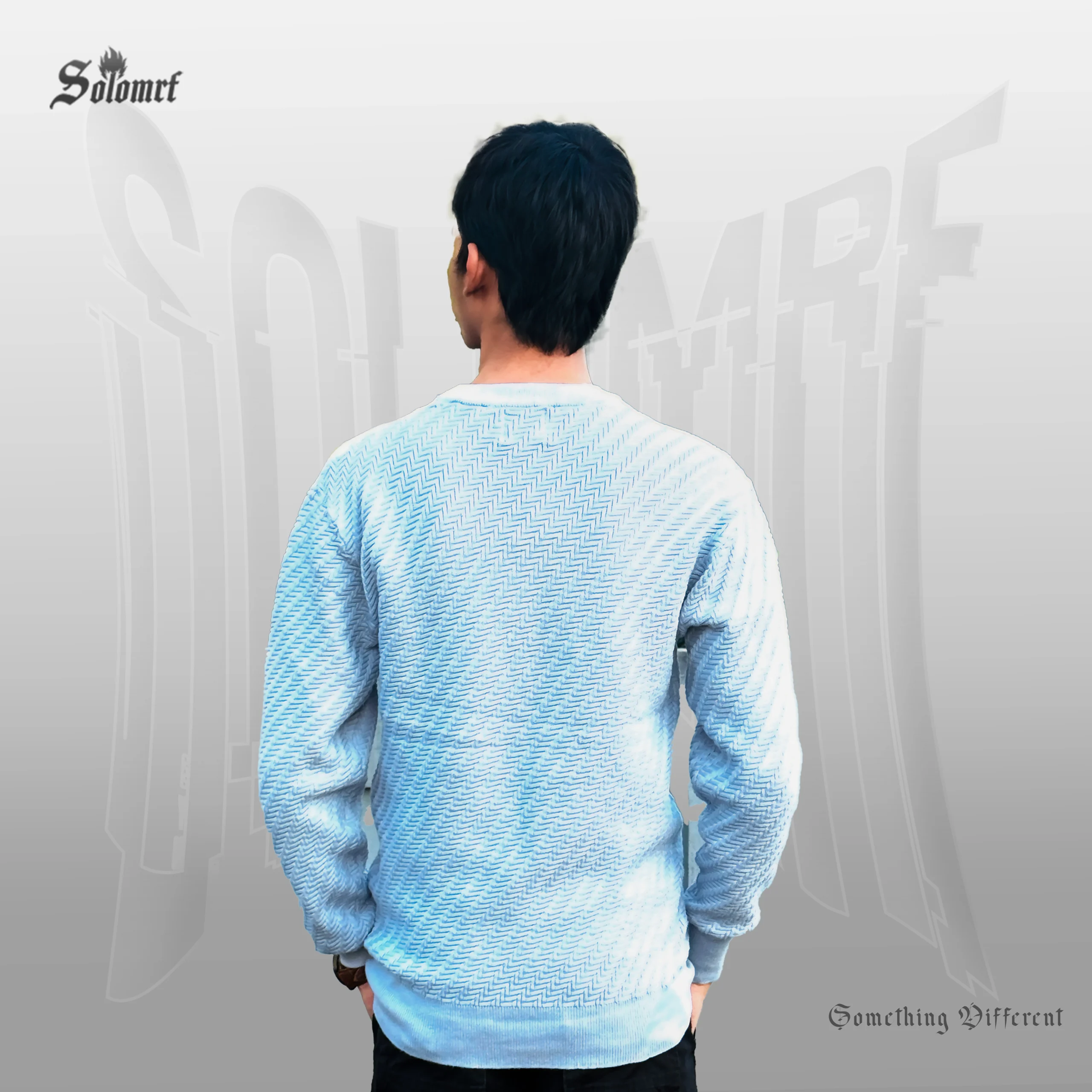 SOLOMRF Textured Crew Neck Sweater – Sky Blue - Image 2