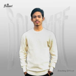 SOLOMRF Textured Crew Neck Sweater – Cream